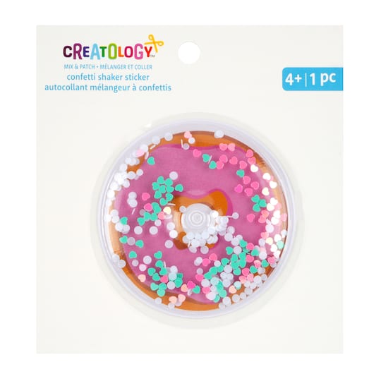 Pink Donut Confetti Shaker Sticker by Creatology&#x2122;